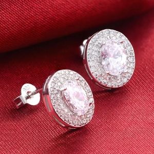 New Silver Oval Diamond Earrings